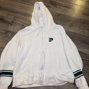 PINK Victoria's Secret Cream Hoodie with black Logo